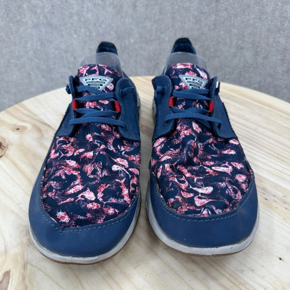 Columbia PFG Navy Blue Floral Boat Shoes Omni-Shield Fishing Sneakers Mens‎ 15